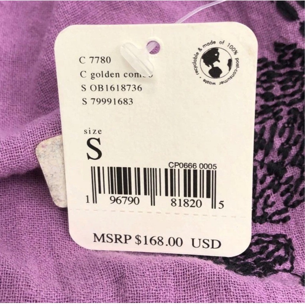 Free People Purple Tan Embroidered Wide Leg Jumpsuit Boho Festival Sz S NWT - Picture 5 of 9